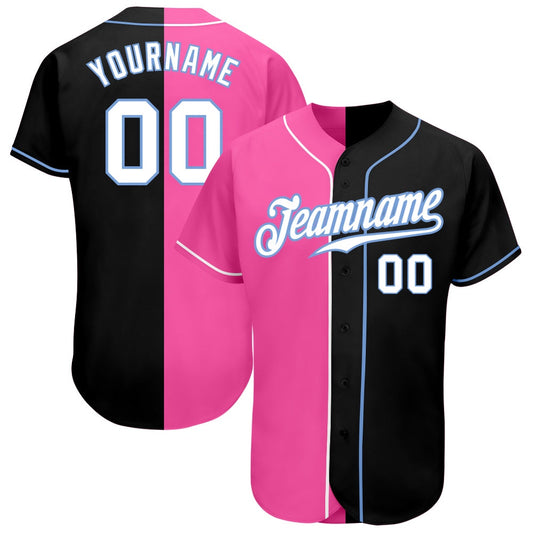 Team Jerseys Baseball, Custom Black White Pink Authentic Split Fashion Baseball Jersey, Logo Baseball Jersey