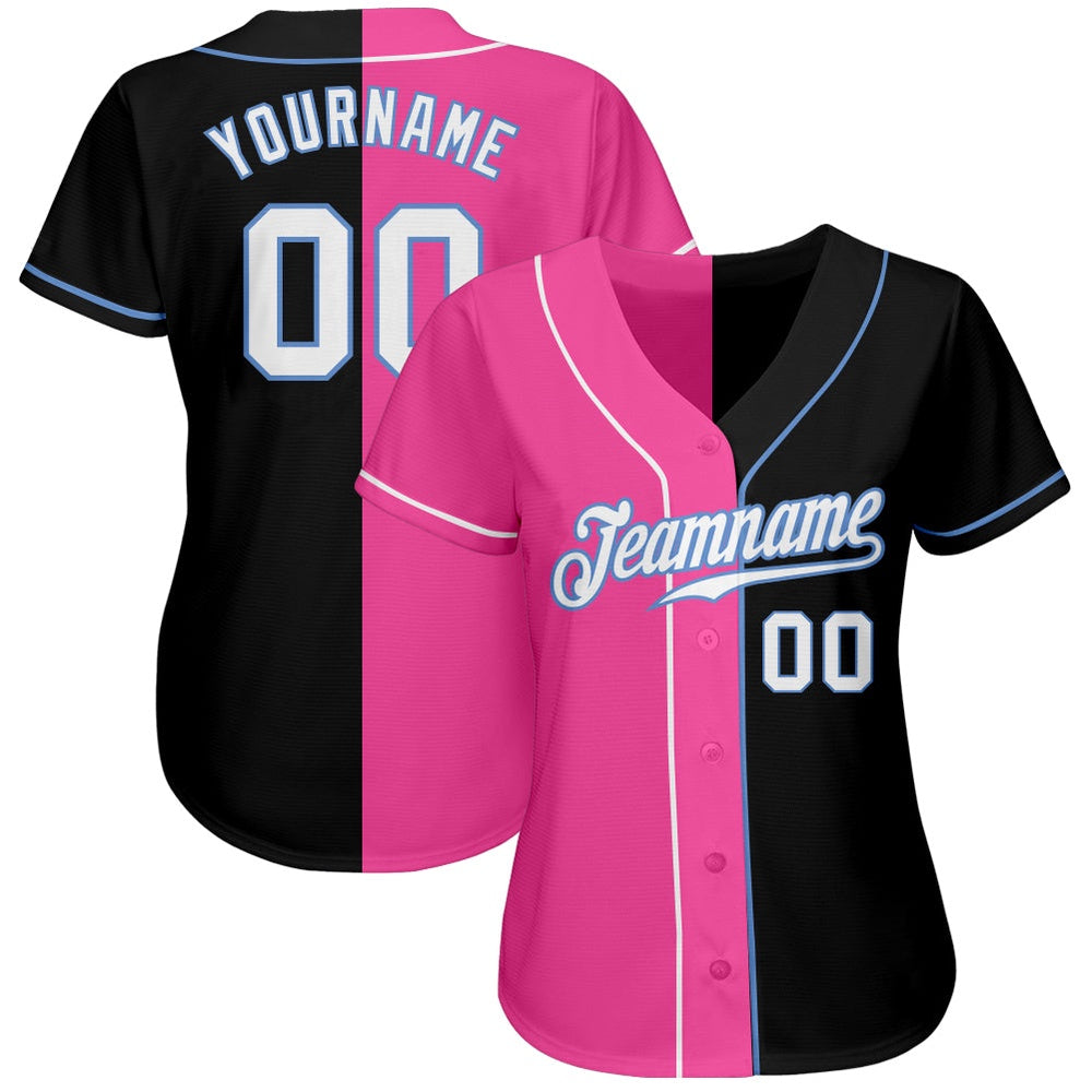 Team Jerseys Baseball, Custom Black White Pink Authentic Split Fashion Baseball Jersey, Logo Baseball Jersey