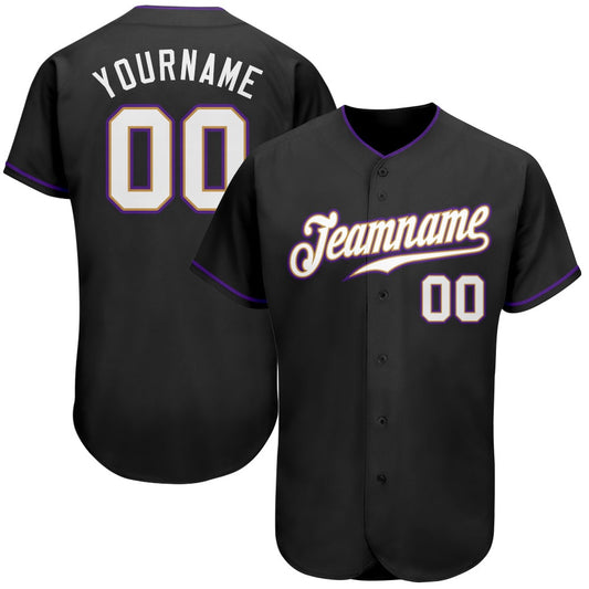 Team Jerseys Baseball, Custom Black White Purple Authentic Baseball Jersey, Logo Baseball Jersey