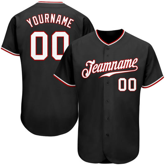 Team Jerseys Baseball, Custom Black White Red Authentic Baseball Jersey, Logo Baseball Jersey