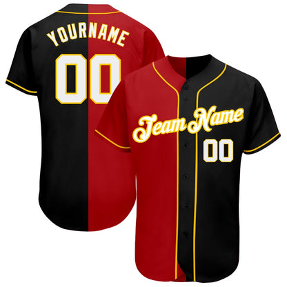 Team Jerseys Baseball, Custom Black White Red Authentic Split Fashion Baseball Jersey, Logo Baseball Jersey
