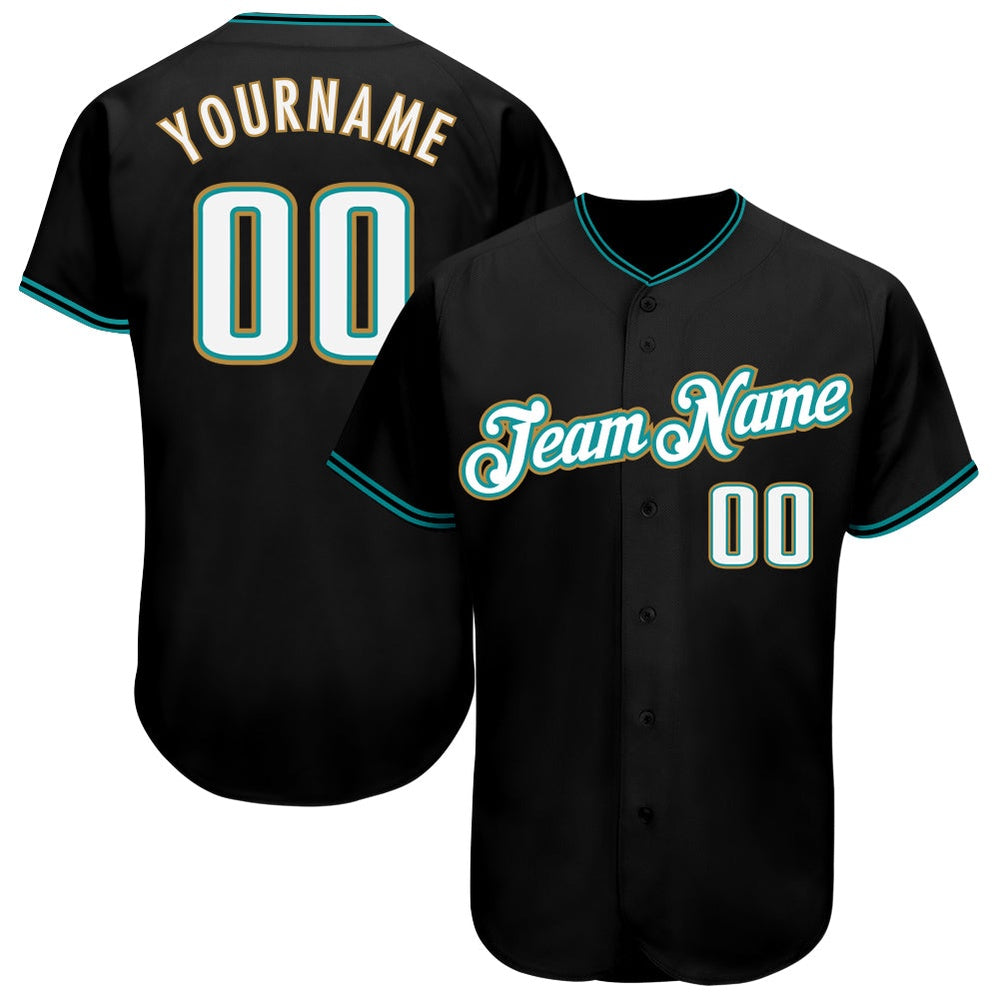 Team Jerseys Baseball, Custom Black White Teal Authentic Baseball Jersey, Logo Baseball Jersey
