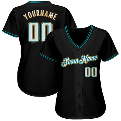 Team Jerseys Baseball, Custom Black White Teal Authentic Baseball Jersey, Logo Baseball Jersey