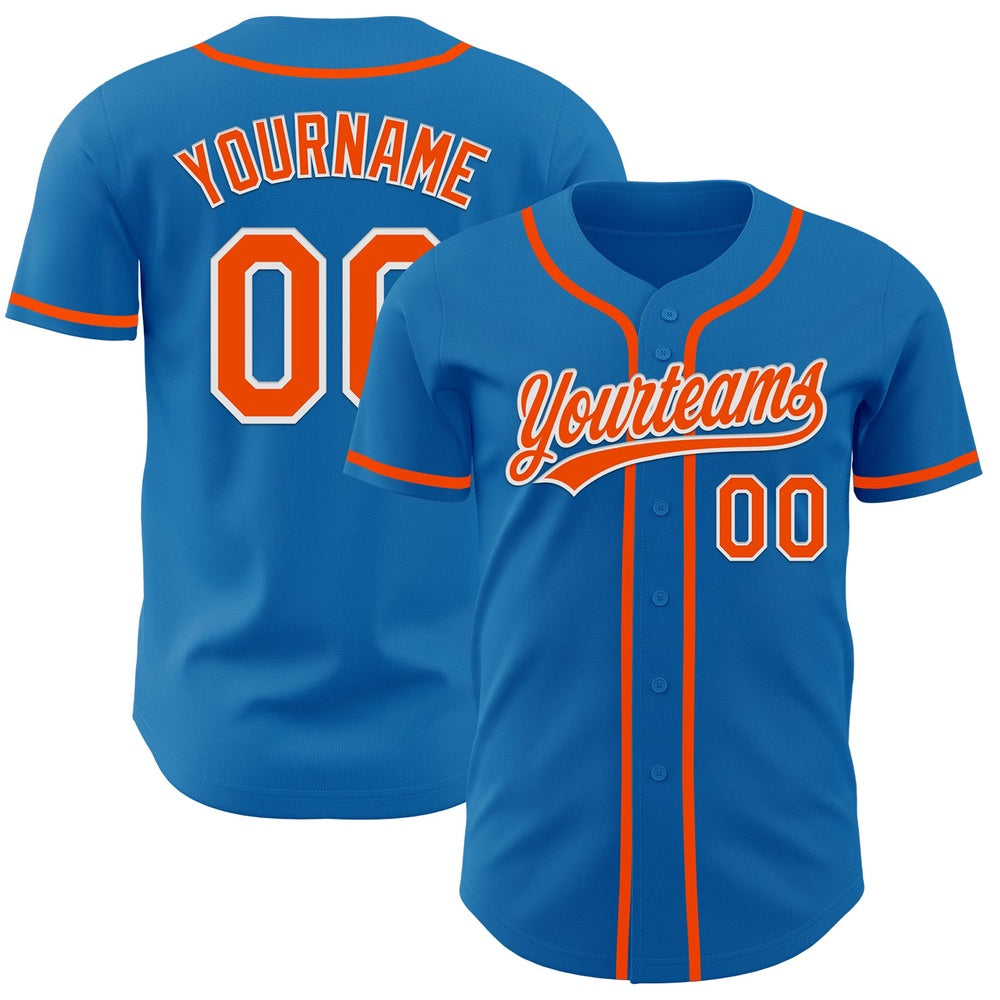Team Jerseys Baseball, Custom Blue Orange White Authentic Baseball Jersey, Logo Baseball Jersey