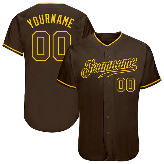 Team Jerseys Baseball, Custom Brown Brown Gold Authentic Baseball Jersey, Logo Baseball Jersey