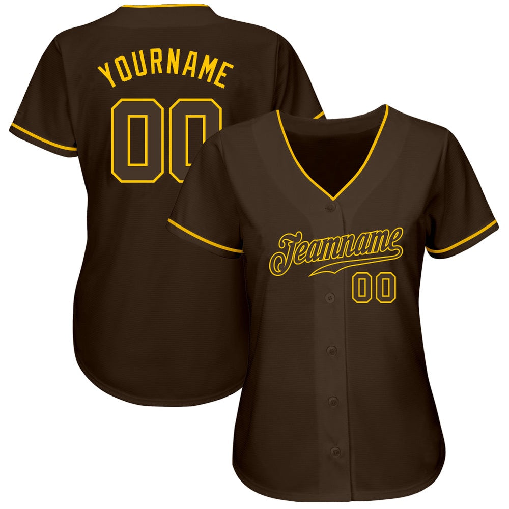 Team Jerseys Baseball, Custom Brown Brown Gold Authentic Baseball Jersey, Logo Baseball Jersey