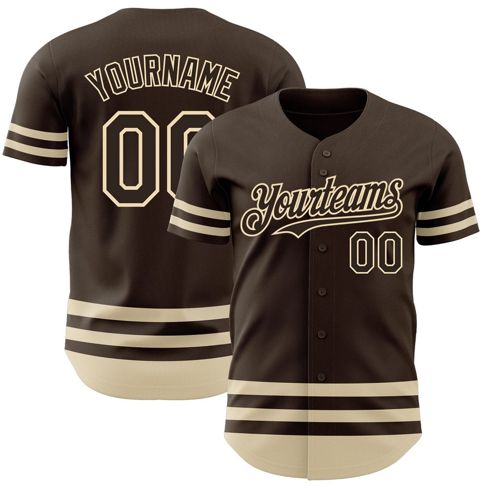 Team Jerseys Baseball, Custom Brown Cream Line Authentic Baseball Jersey, Logo Baseball Jersey