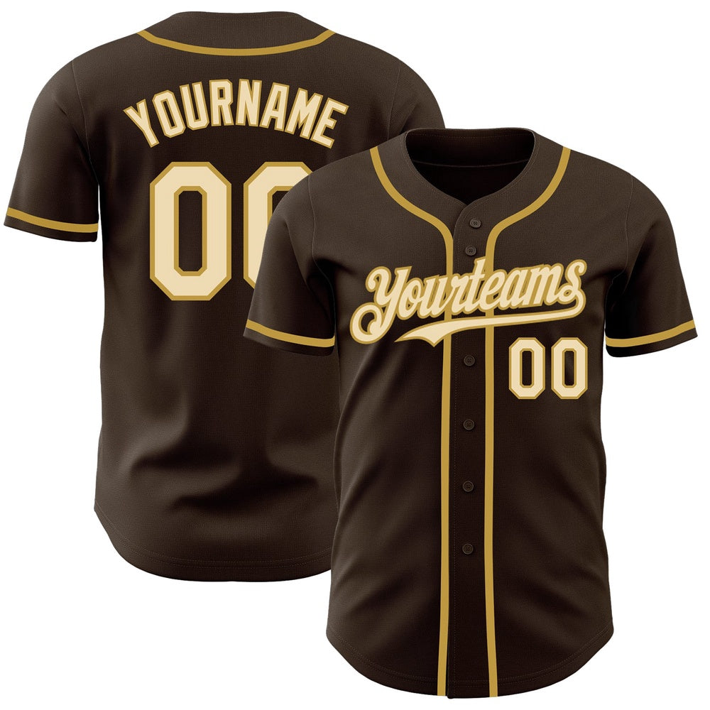 Team Jerseys Baseball, Custom Brown Cream Old Gold Authentic Baseball Jersey, Logo Baseball Jersey