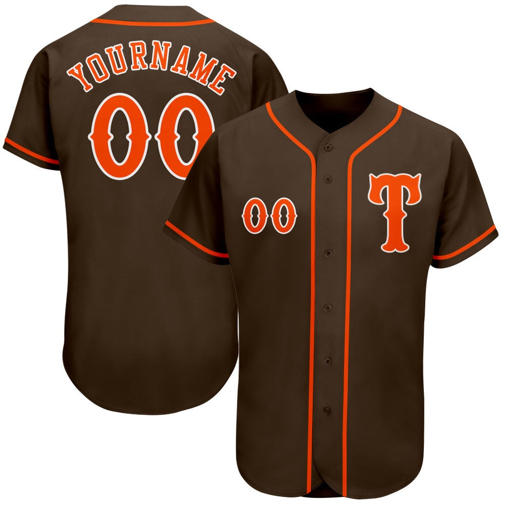 Team Jerseys Baseball, Custom Brown Orange White Authentic Baseball Jersey, Logo Baseball Jersey