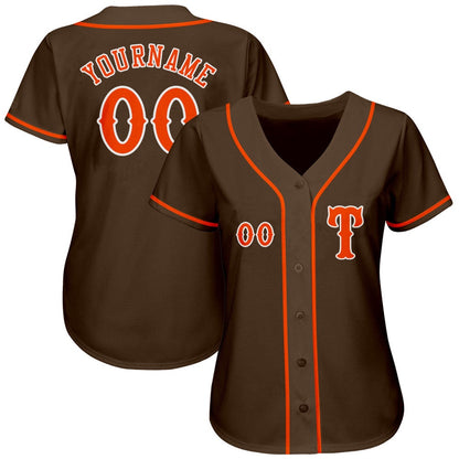 Team Jerseys Baseball, Custom Brown Orange White Authentic Baseball Jersey, Logo Baseball Jersey