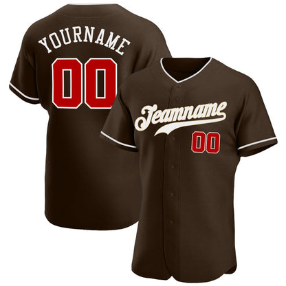 Team Jerseys Baseball, Custom Brown Red White Authentic Baseball Jersey, Logo Baseball Jersey