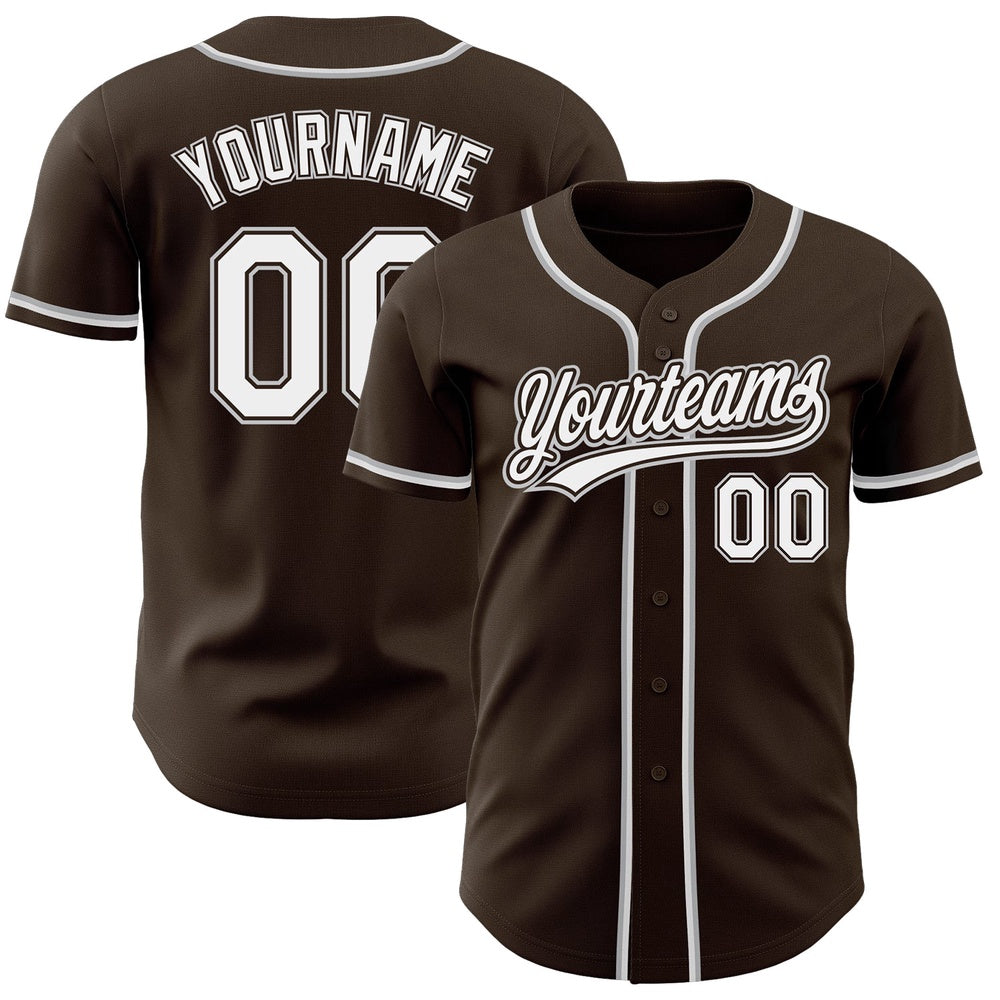 Team Jerseys Baseball, Custom Brown White Gray Authentic Baseball Jersey, Logo Baseball Jersey