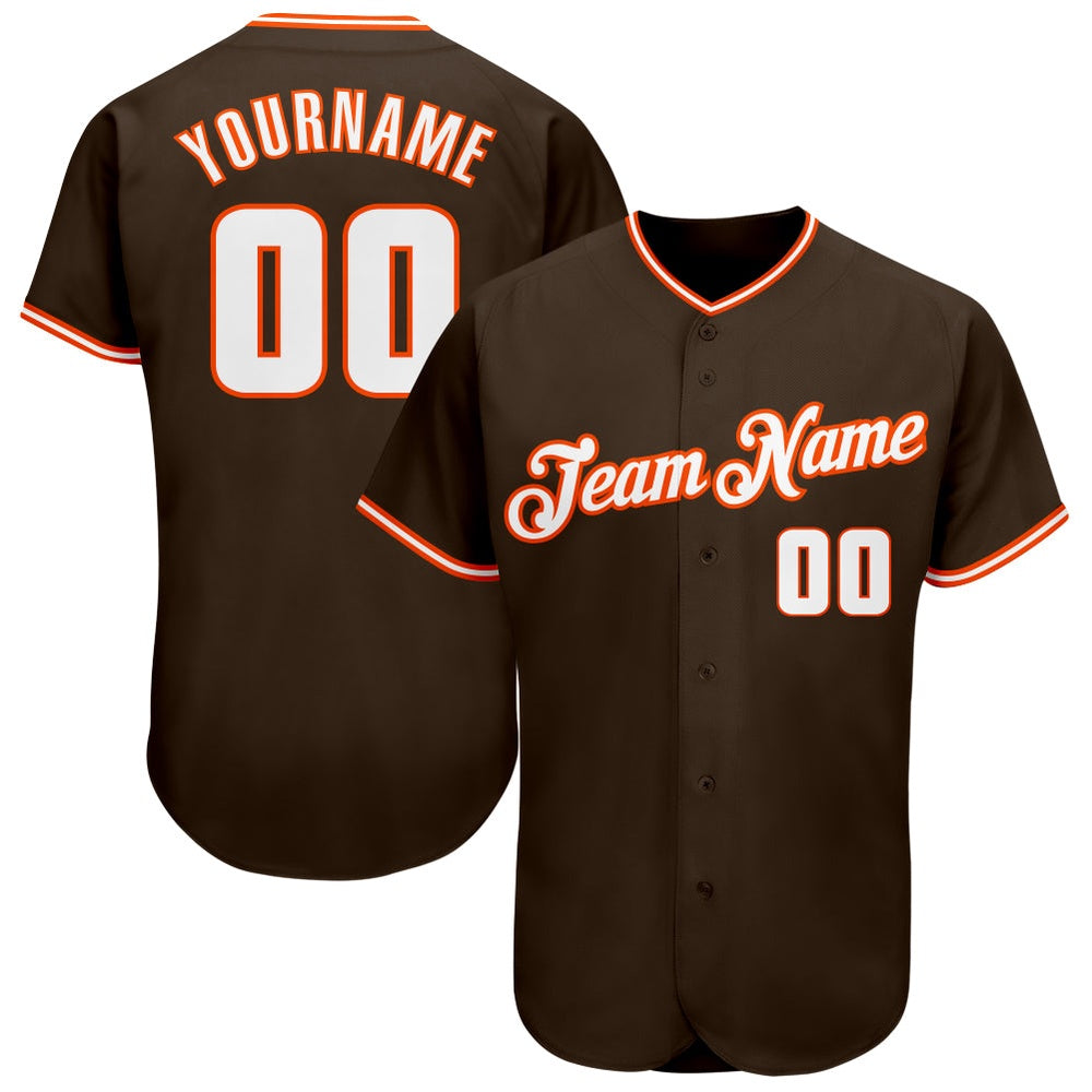 Team Jerseys Baseball, Custom Brown White Orange Authentic Baseball Jersey, Logo Baseball Jersey