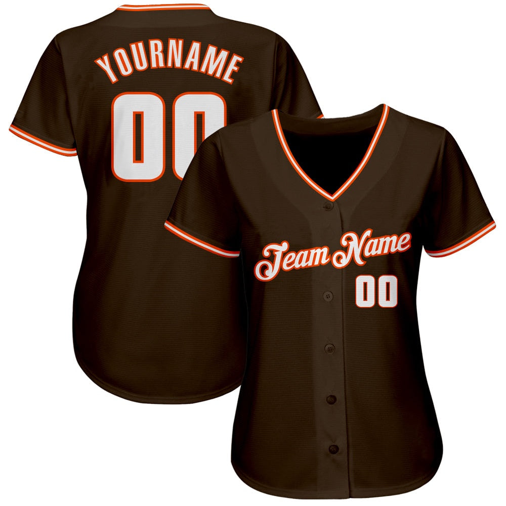 Team Jerseys Baseball, Custom Brown White Orange Authentic Baseball Jersey, Logo Baseball Jersey