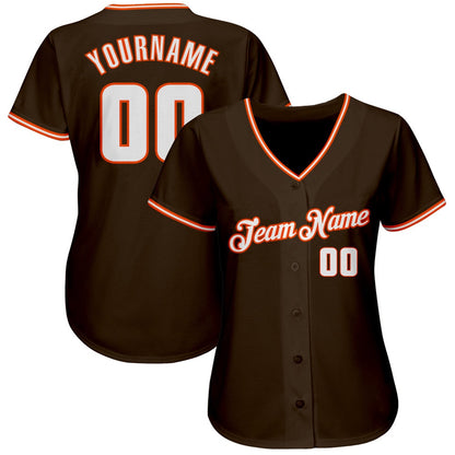 Team Jerseys Baseball, Custom Brown White Orange Authentic Baseball Jersey, Logo Baseball Jersey