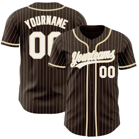 Team Jerseys Baseball, Custom Brown White Pinstripe City Cream Authentic Baseball Jersey, Logo Baseball Jersey
