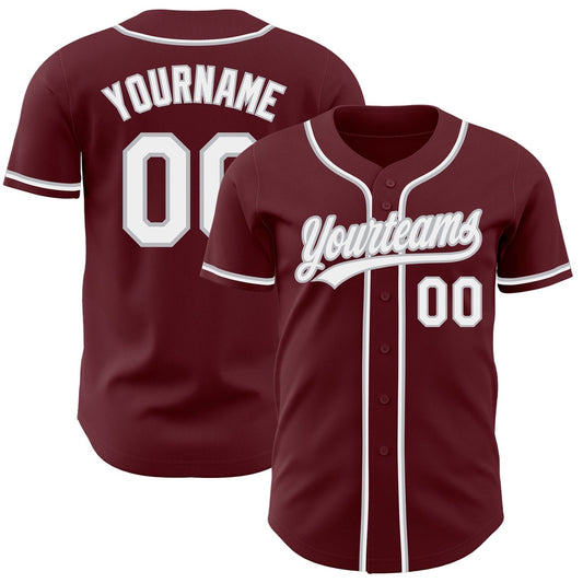 Team Jerseys Baseball, Custom Burgundy White Gray Authentic Baseball Jersey, Logo Baseball Jersey