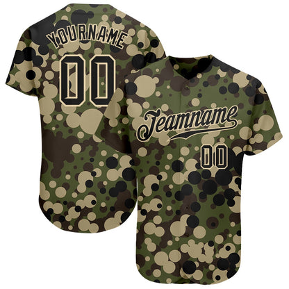 Team Jerseys Baseball, Custom Camo Black Cream Authentic Salute To Service Baseball Jersey, Logo Baseball Jersey