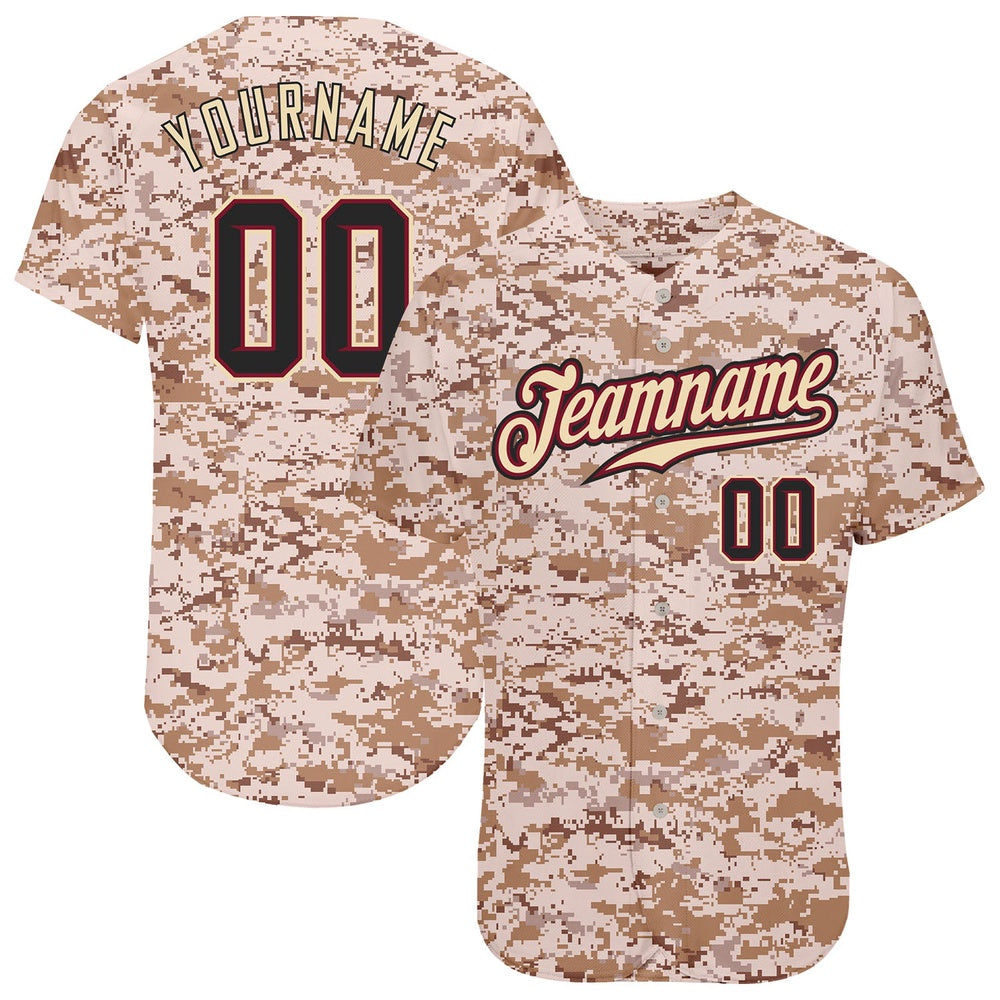 Team Jerseys Baseball, Custom Camo Black Crimson Authentic Salute To Service Baseball Jersey, Logo Baseball Jersey