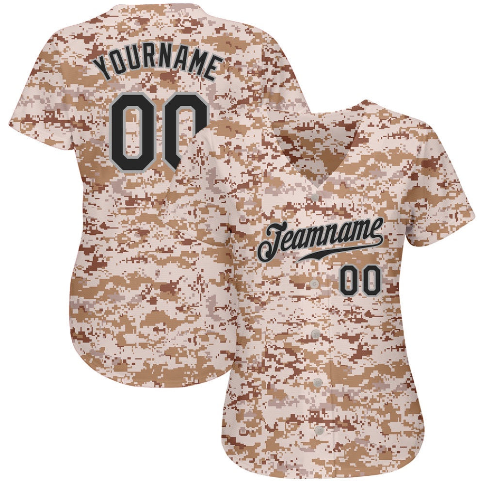 Team Jerseys Baseball, Custom Camo Black Gray Authentic Salute To Service Baseball Jersey, Logo Baseball Jersey