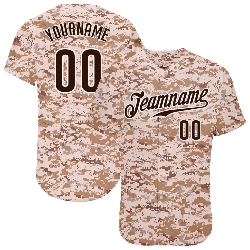 Team Jerseys Baseball, Custom Camo Brown White Authentic Salute To Service Baseball Jersey, Logo Baseball Jersey