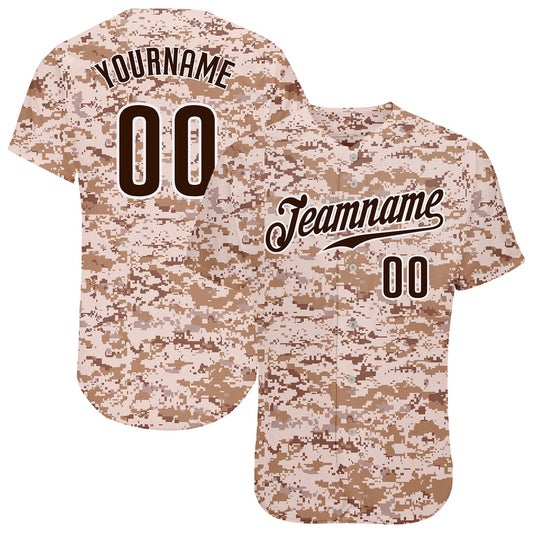 Team Jerseys Baseball, Custom Camo Brown White Authentic Salute To Service Baseball Jersey, Logo Baseball Jersey