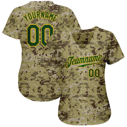 Team Jerseys Baseball, Custom Camo Green Gold Authentic Salute To Service Baseball Jersey, Logo Baseball Jersey