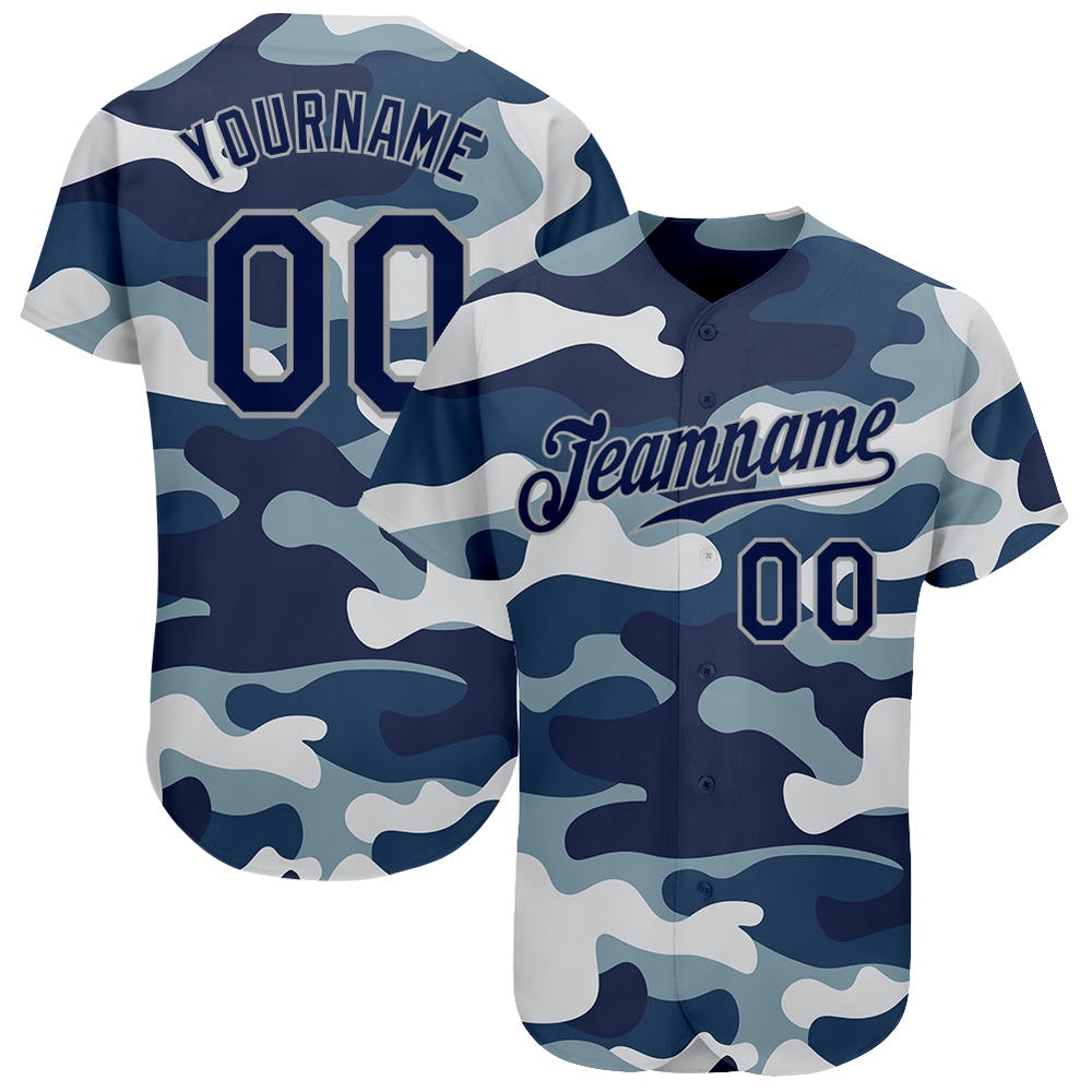 Team Jerseys Baseball, Custom Camo Navy Gray Authentic Salute To Service Baseball Jersey, Logo Baseball Jersey