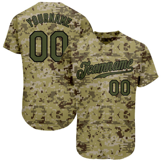 Team Jerseys Baseball, Custom Camo Olive Black Authentic Salute To Service Baseball Jersey, Logo Baseball Jersey
