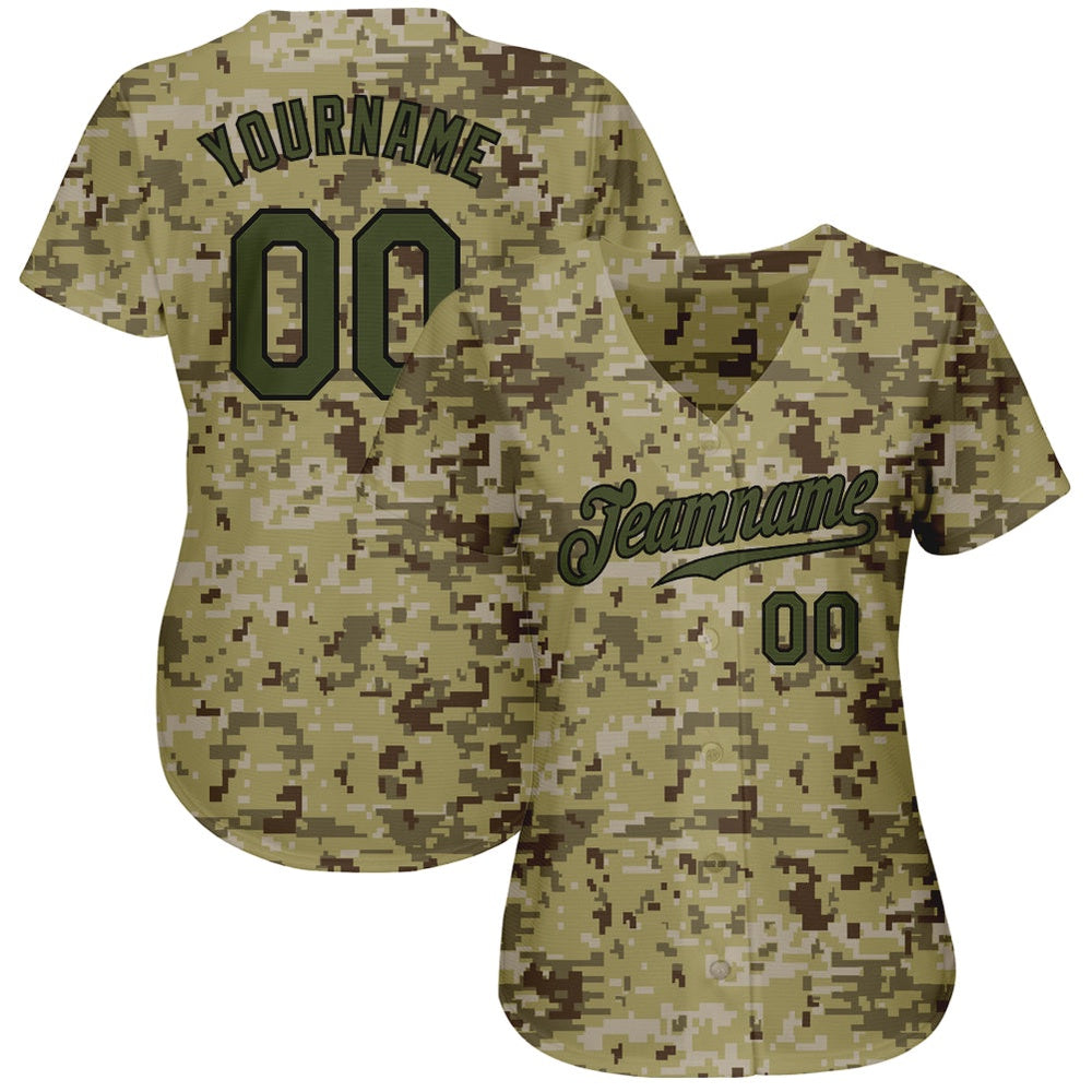 Team Jerseys Baseball, Custom Camo Olive Black Authentic Salute To Service Baseball Jersey, Logo Baseball Jersey