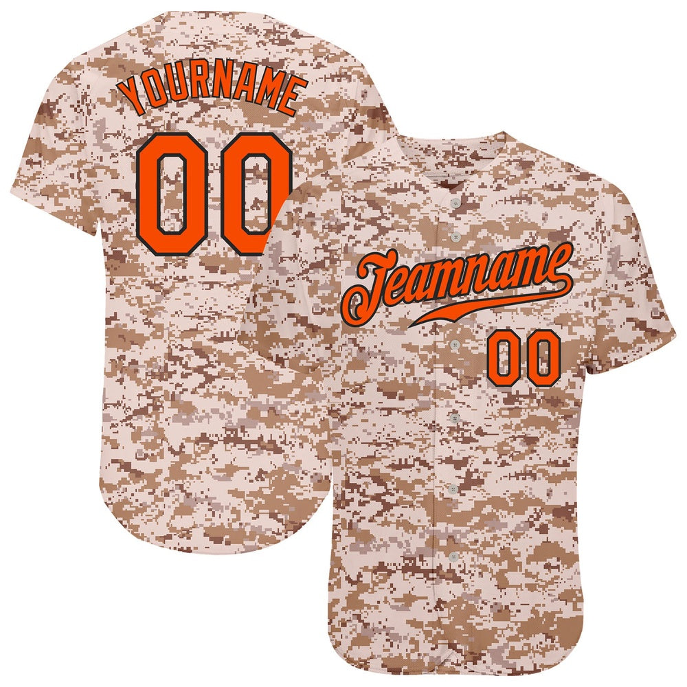 Team Jerseys Baseball, Custom Camo Orange Black Authentic Salute To Service Baseball Jersey, Logo Baseball Jersey