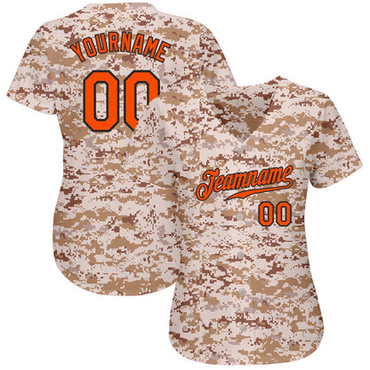 Team Jerseys Baseball, Custom Camo Orange Black Authentic Salute To Service Baseball Jersey, Logo Baseball Jersey