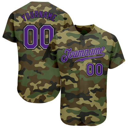 Team Jerseys Baseball, Custom Camo Purple Black Authentic Salute To Service Baseball Jersey, Logo Baseball Jersey