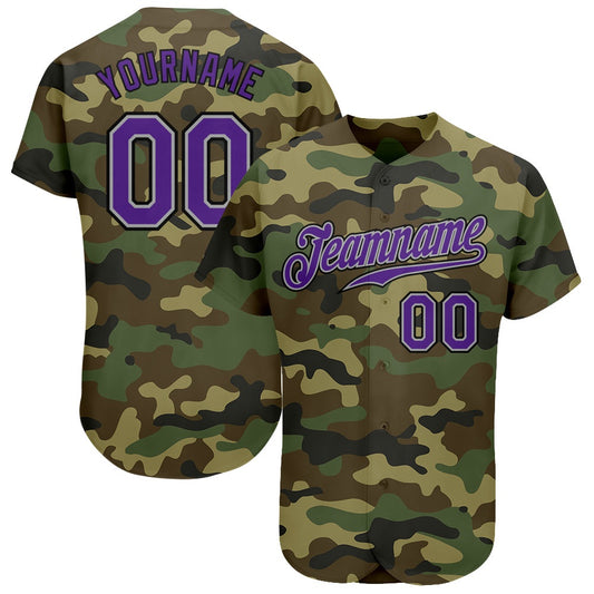 Team Jerseys Baseball, Custom Camo Purple Black Authentic Salute To Service Baseball Jersey, Logo Baseball Jersey