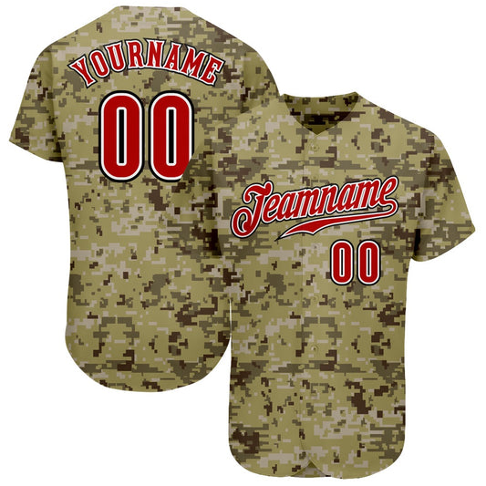 Team Jerseys Baseball, Custom Camo Red Black Authentic Salute To Service Baseball Jersey, Logo Baseball Jersey