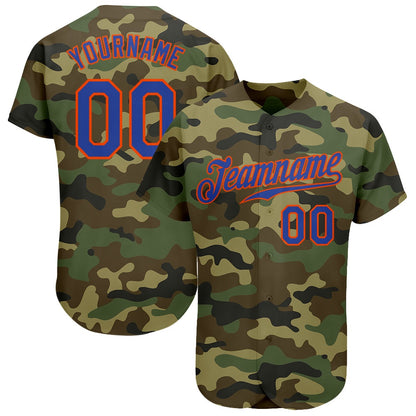 Team Jerseys Baseball, Custom Camo Royal Orange Authentic Salute To Service Baseball Jersey, Logo Baseball Jersey