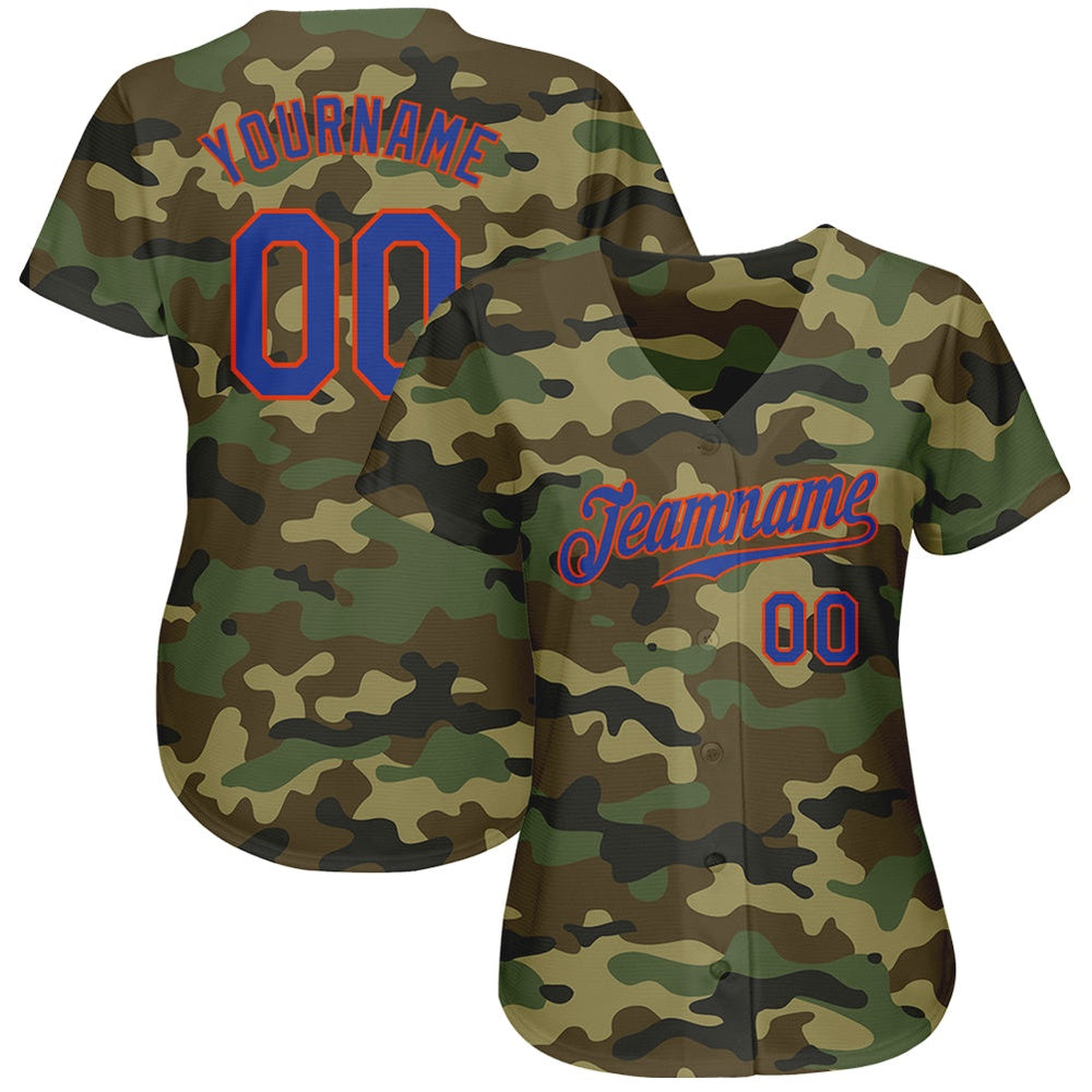Team Jerseys Baseball, Custom Camo Royal Orange Authentic Salute To Service Baseball Jersey, Logo Baseball Jersey