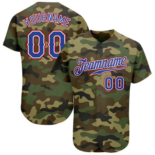 Team Jerseys Baseball, Custom Camo Royal Red Authentic Salute To Service Baseball Jersey, Logo Baseball Jersey