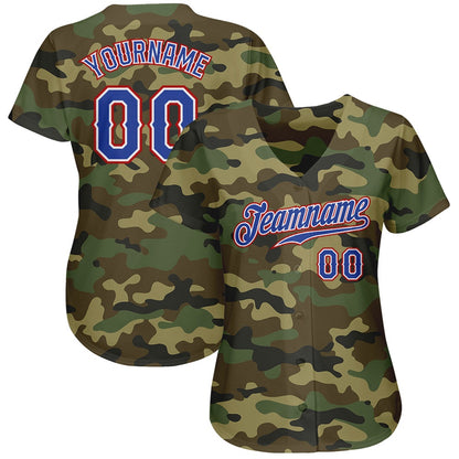 Team Jerseys Baseball, Custom Camo Royal Red Authentic Salute To Service Baseball Jersey, Logo Baseball Jersey