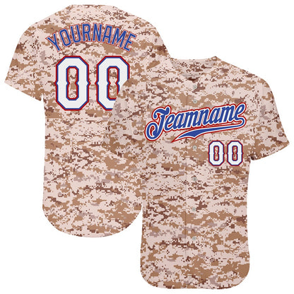 Team Jerseys Baseball, Custom Camo White Royal Authentic Salute To Service Baseball Jersey, Logo Baseball Jersey