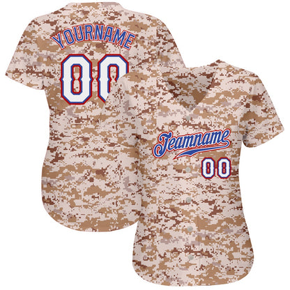 Team Jerseys Baseball, Custom Camo White Royal Authentic Salute To Service Baseball Jersey, Logo Baseball Jersey