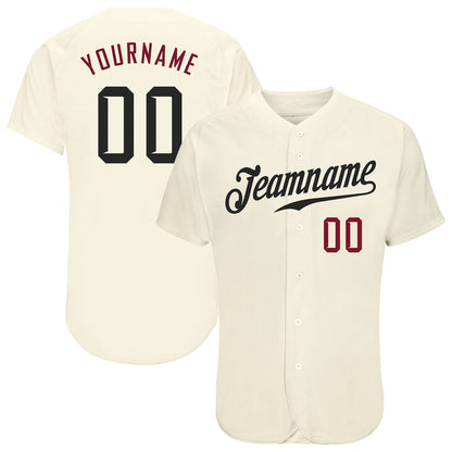 Team Jerseys Baseball, Custom Cream Black Crimson Authentic Baseball Jersey, Logo Baseball Jersey