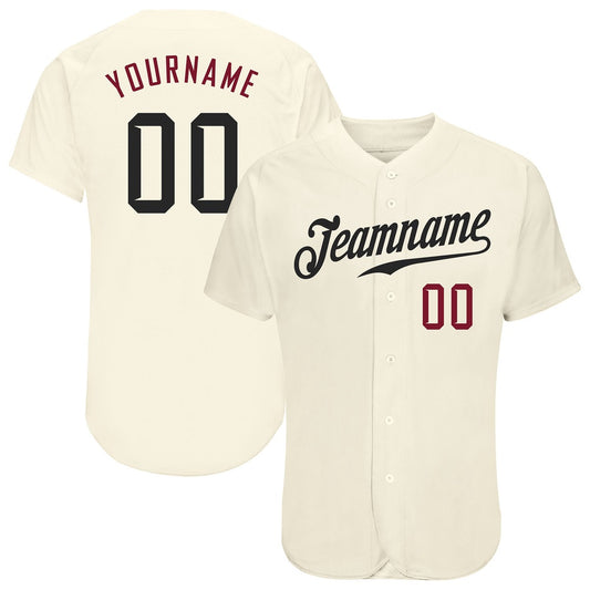 Team Jerseys Baseball, Custom Cream Black Crimson Authentic Baseball Jersey, Logo Baseball Jersey