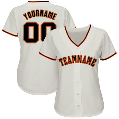 Team Jerseys Baseball, Custom Cream Black Orange Baseball Jersey, Logo Baseball Jersey