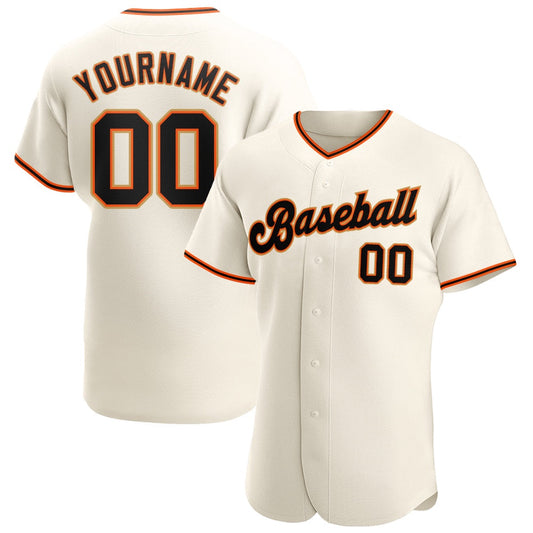 Team Jerseys Baseball, Custom Cream Black Orange Old Gold Authentic Baseball Jersey, Logo Baseball Jersey