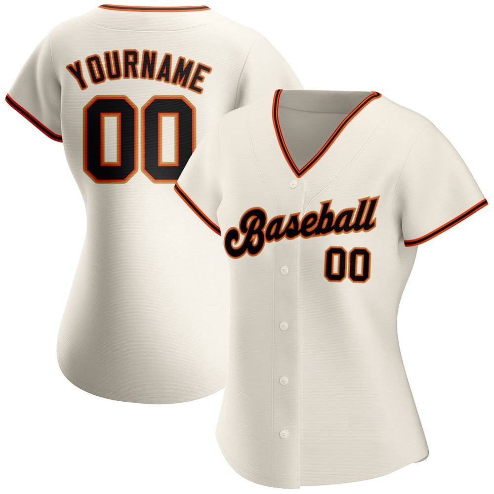 Team Jerseys Baseball, Custom Cream Black Orange Old Gold Authentic Baseball Jersey, Logo Baseball Jersey