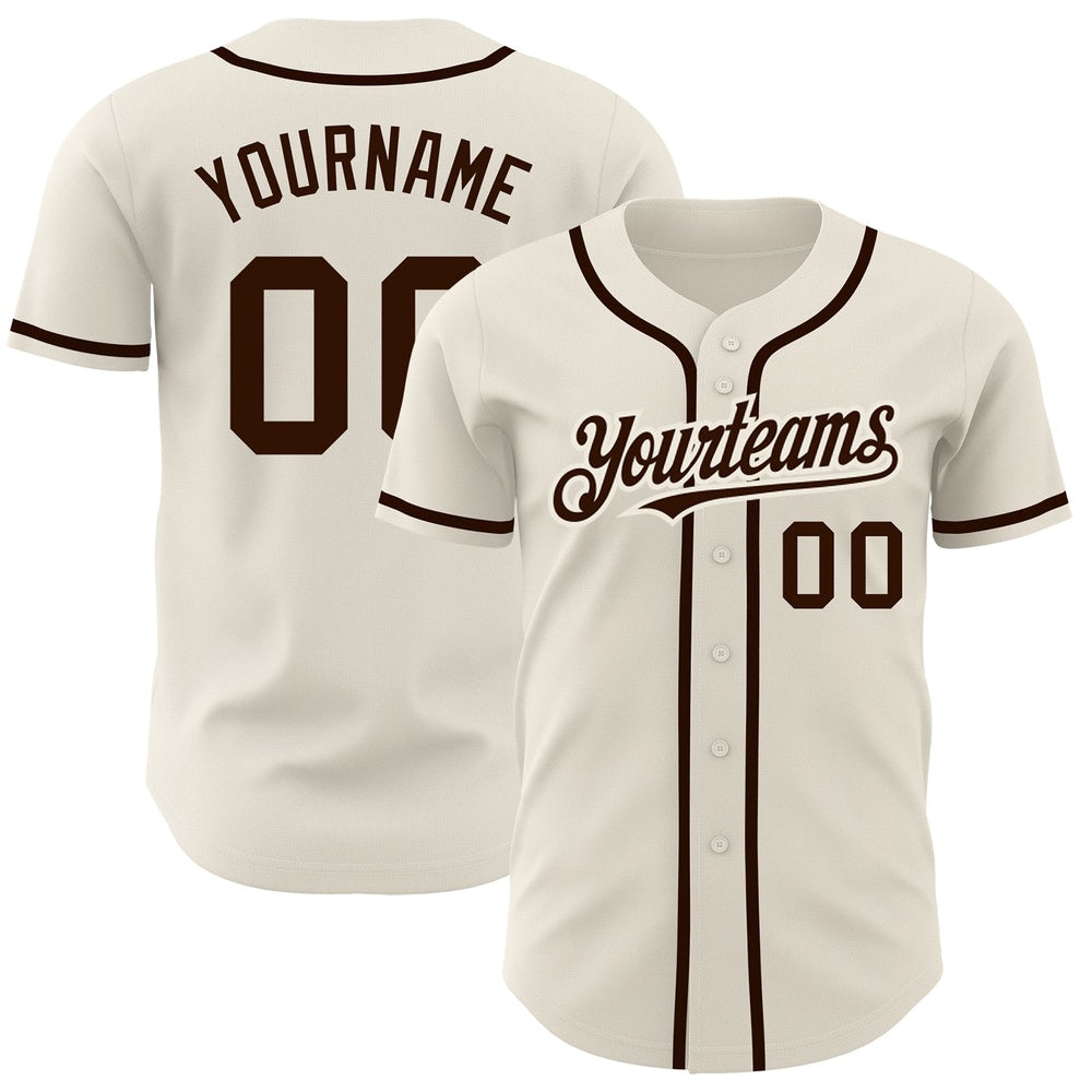 Team Jerseys Baseball, Custom Cream Brown Authentic Baseball Jersey, Logo Baseball Jersey