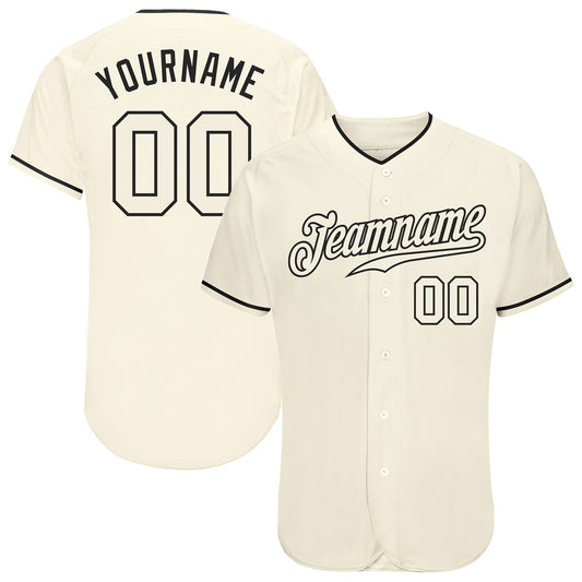 Team Jerseys Baseball, Custom Cream Cream Black Authentic Baseball Jersey, Logo Baseball Jersey