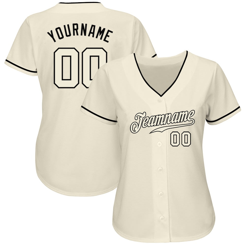Team Jerseys Baseball, Custom Cream Cream Black Authentic Baseball Jersey, Logo Baseball Jersey