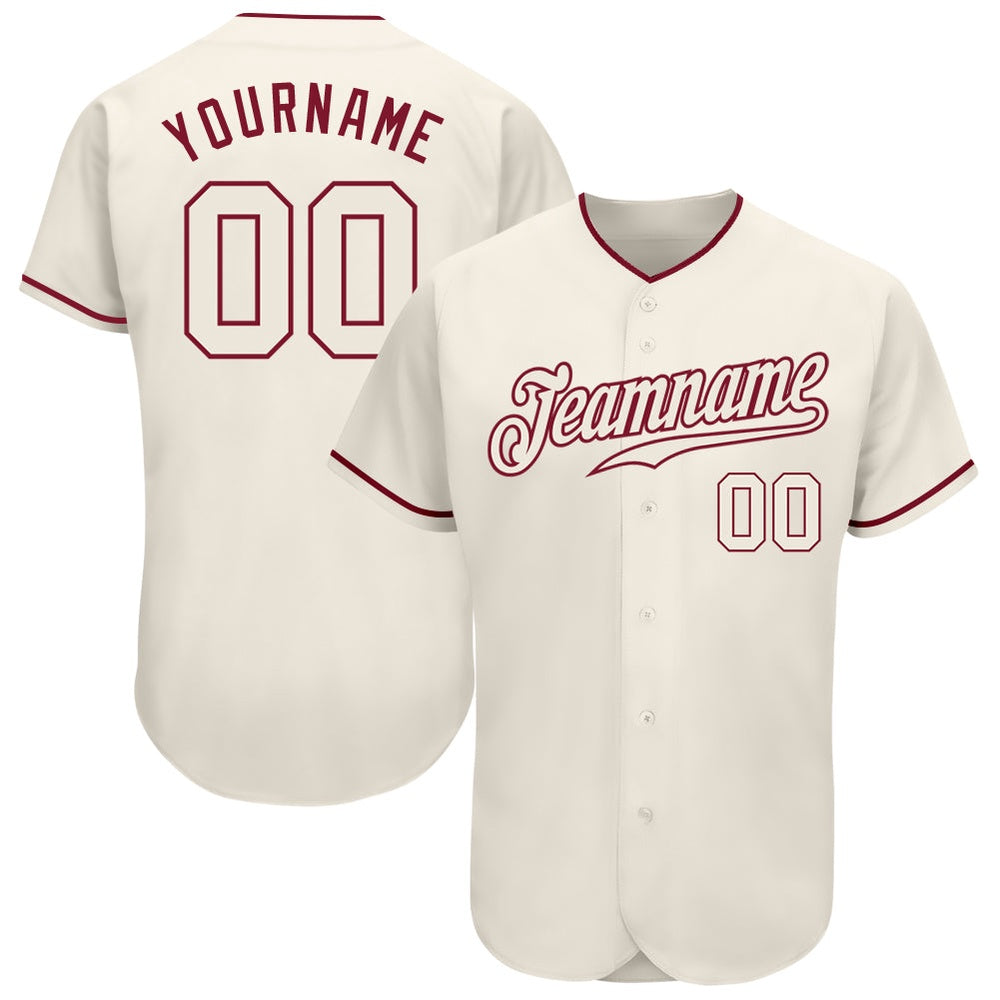 Team Jerseys Baseball, Custom Cream Cream Crimson Authentic Baseball Jersey, Logo Baseball Jersey